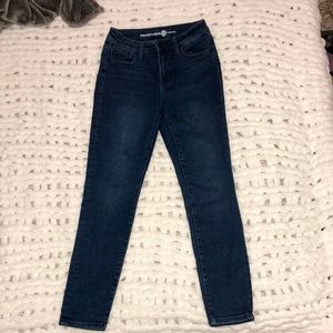 “Max Studio Indigo High-Rise Skinny Jeans.” Size 4.